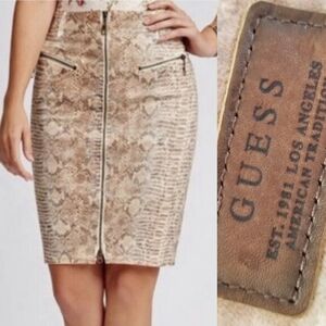 GUESS Longette Milk Showdown Snake Foil Moto Pencil Skirt Festival Boho 90's